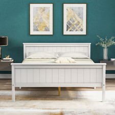 White Solid Wooden Bed Frame