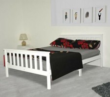 white 4ft  Small Double Wooden