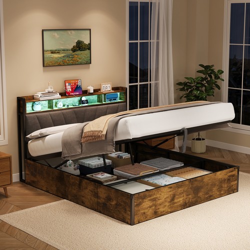 Wooden ottoman bed frame 4ft6 - bed,