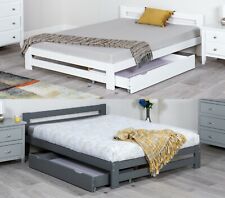 Low Wooden Bed White or Grey