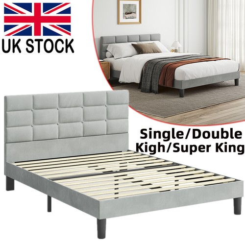 Bed frame square - tufted, velvet