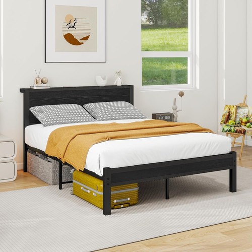 Double bed frame with wooden - double,