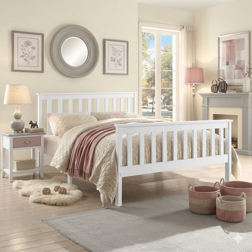 White 3ft 4ft wooden bed - white,